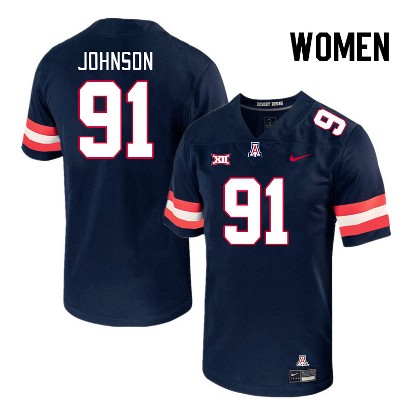 Women #91 Isaiah Johnson Arizona Wildcats Big 12 Conference College Football Jerseys Stitched-Navy